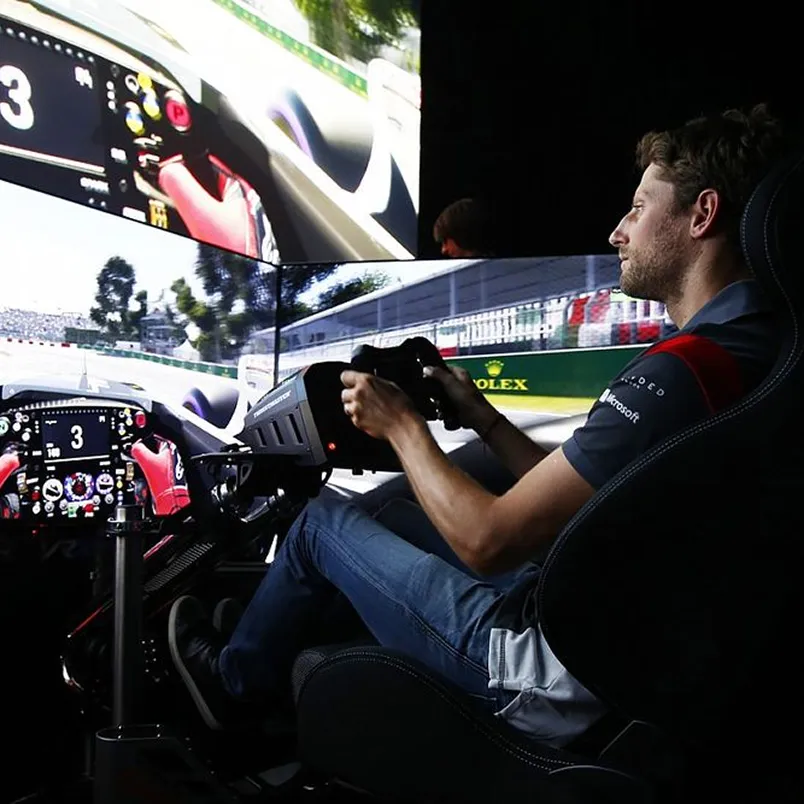A driver on a simulator