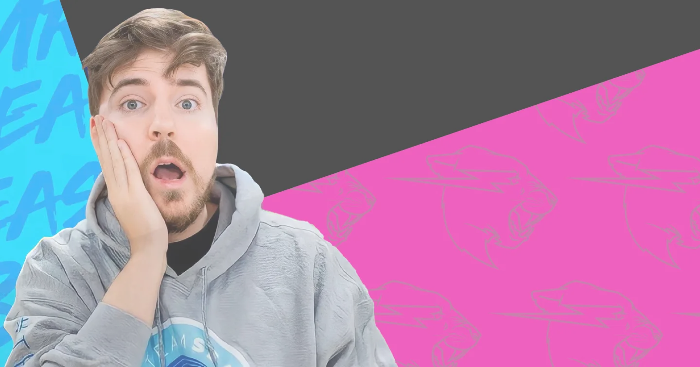 Visage de Mrbeast avec un fond coloré